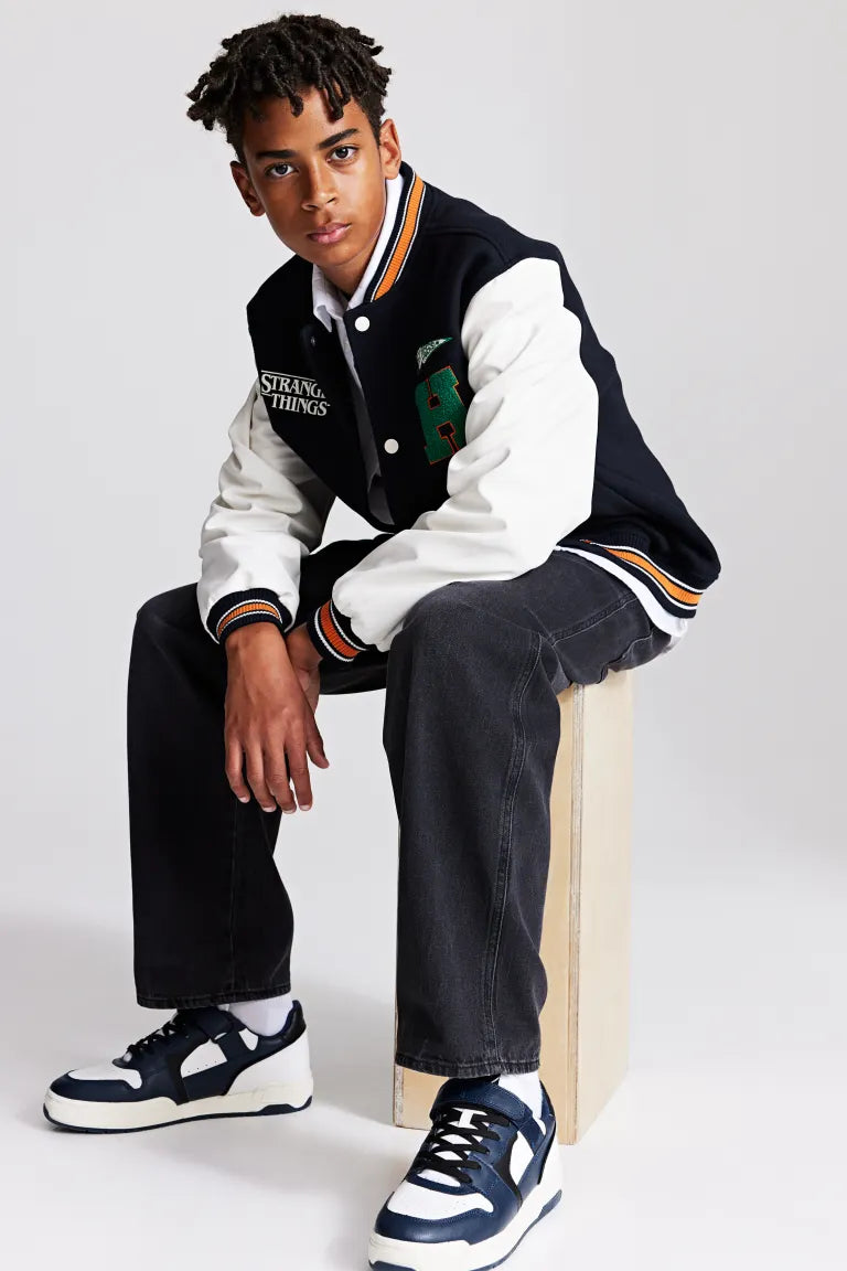 Stranger Things Wool Baseball Black Varsity Jacket