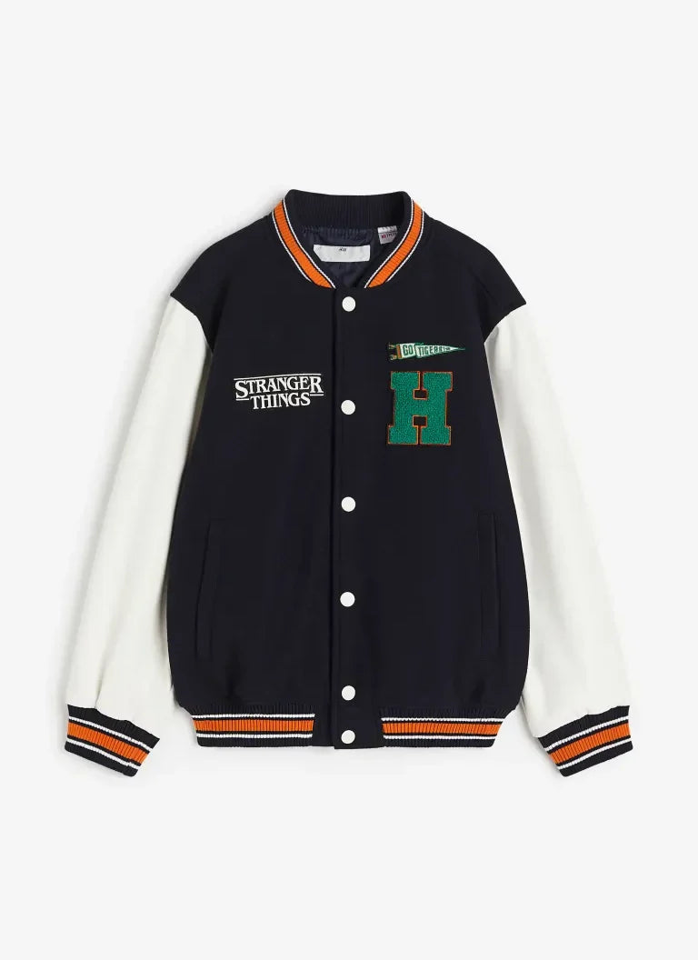 Stranger Things Wool Baseball Black Varsity Jacket