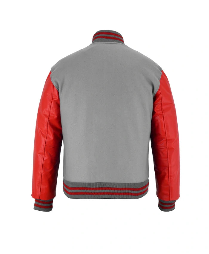 Stylish Red And Grey Lettermen Varsity Jacket  - Recreated