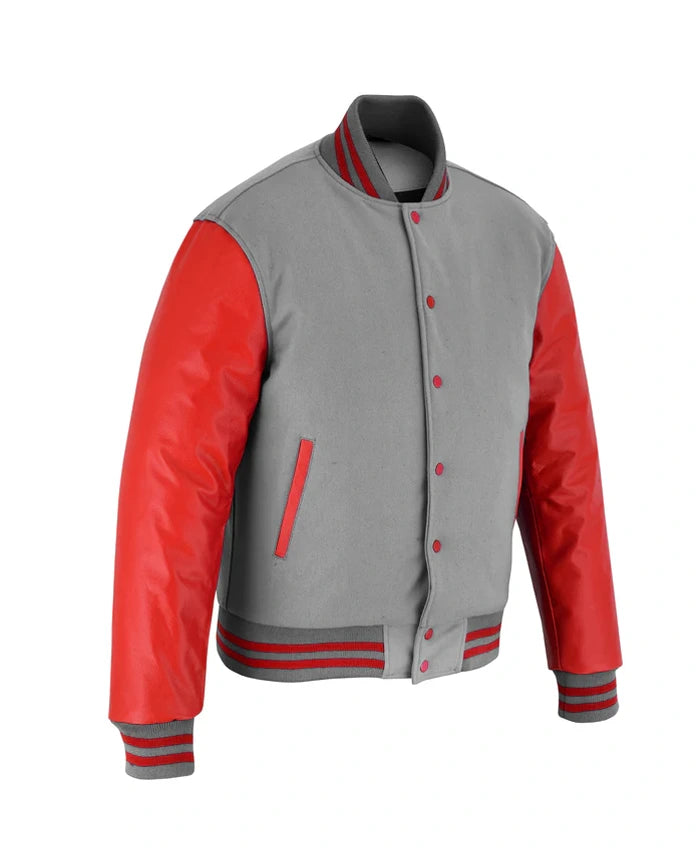 Stylish Red And Grey Lettermen Varsity Jacket  - Recreated