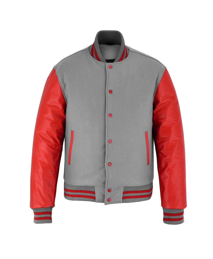 Stylish Red And Grey Lettermen Varsity Jacket  - Recreated