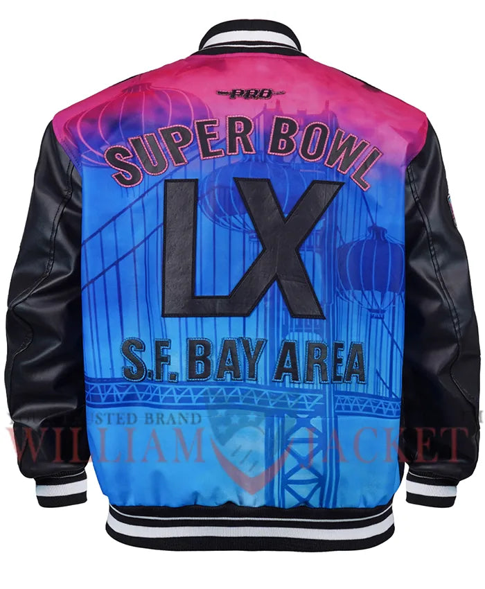 Super Bowl LX 2026 Black Varsity Jacket  - Recreated