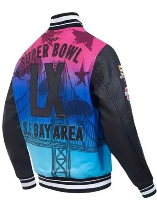 Super Bowl LX 2026 Black Varsity Jacket  - Recreated