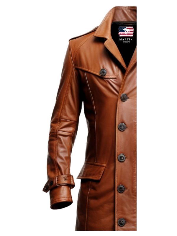 Tan Brown Leather Coat For Men