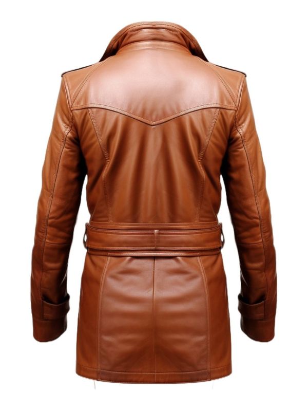Tan Brown Leather Coat For Men