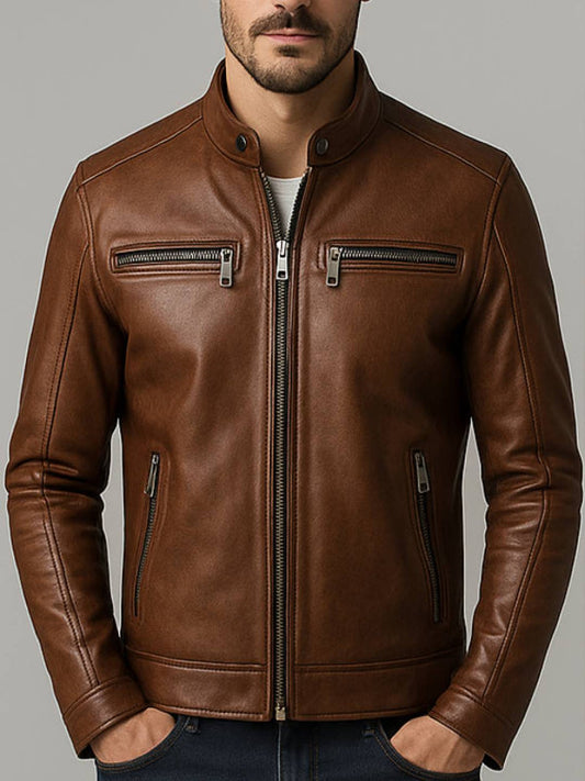 Thomas Leather Brown Jacket - Men Leather Jacket Brown