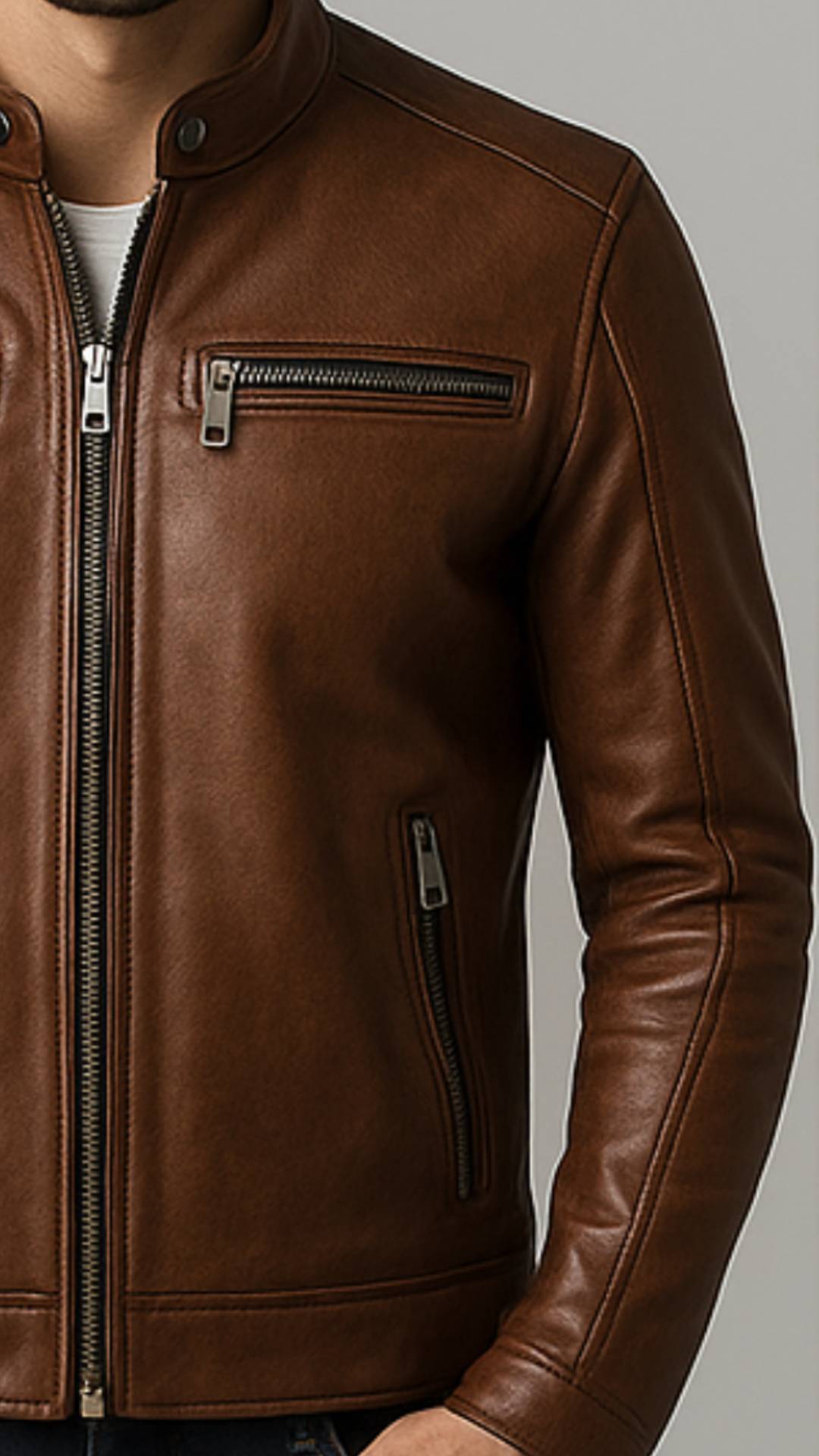 Thomas Leather Brown Jacket - Men Leather Jacket Brown
