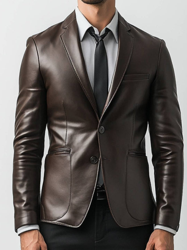 Tommy Brown Leather Blazer - Leather Blazer for Men Brown