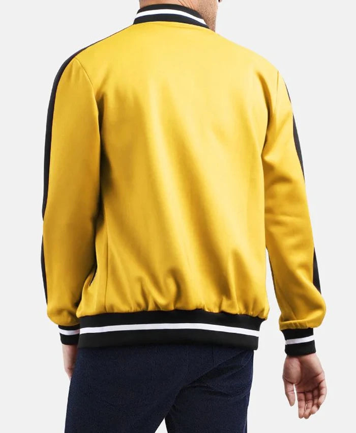Trendy Black And Yellow Wool Varsity Jacket  - Recreated