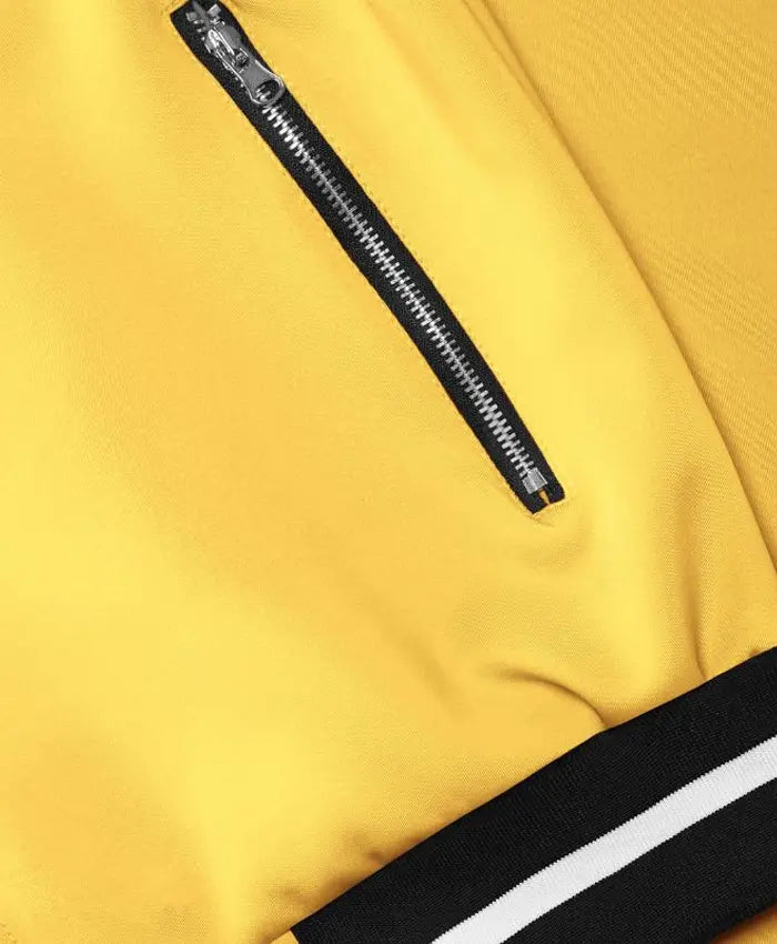 Trendy Black And Yellow Wool Varsity Jacket  - Recreated