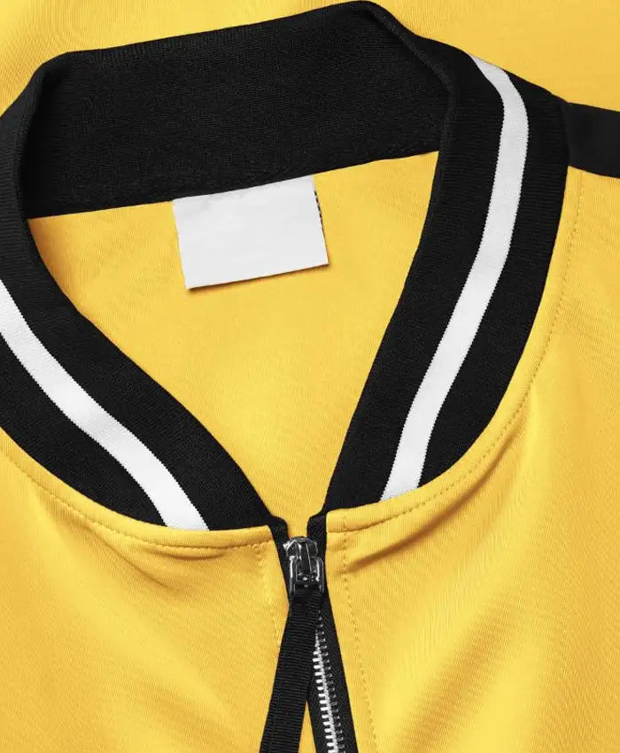 Trendy Black And Yellow Wool Varsity Jacket  - Recreated