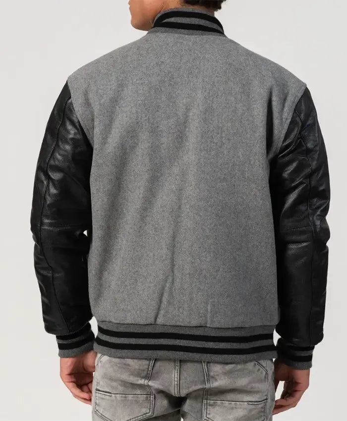 Unisex Black And Grey Varsity Jacket  - Recreated