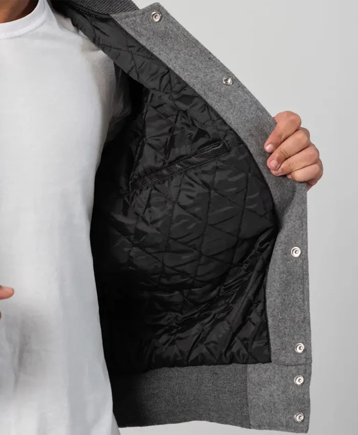 Unisex Black And Grey Varsity Jacket  - Recreated