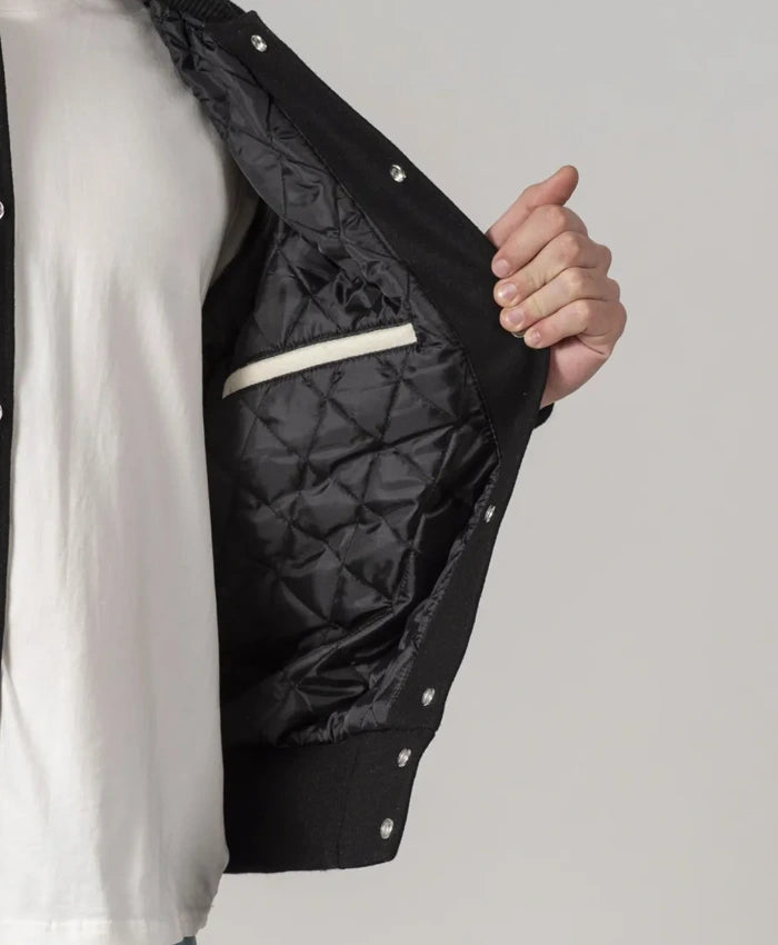 Unisex Black And White Varsity Lettermen Jacket  - Recreated