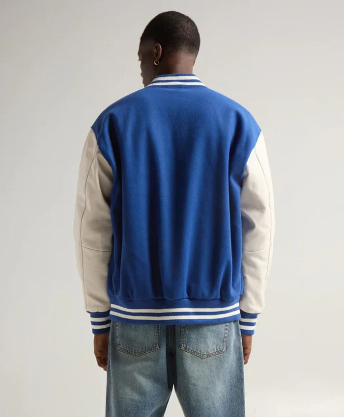 Unisex Blue And White Varsity Jacket  - Recreated