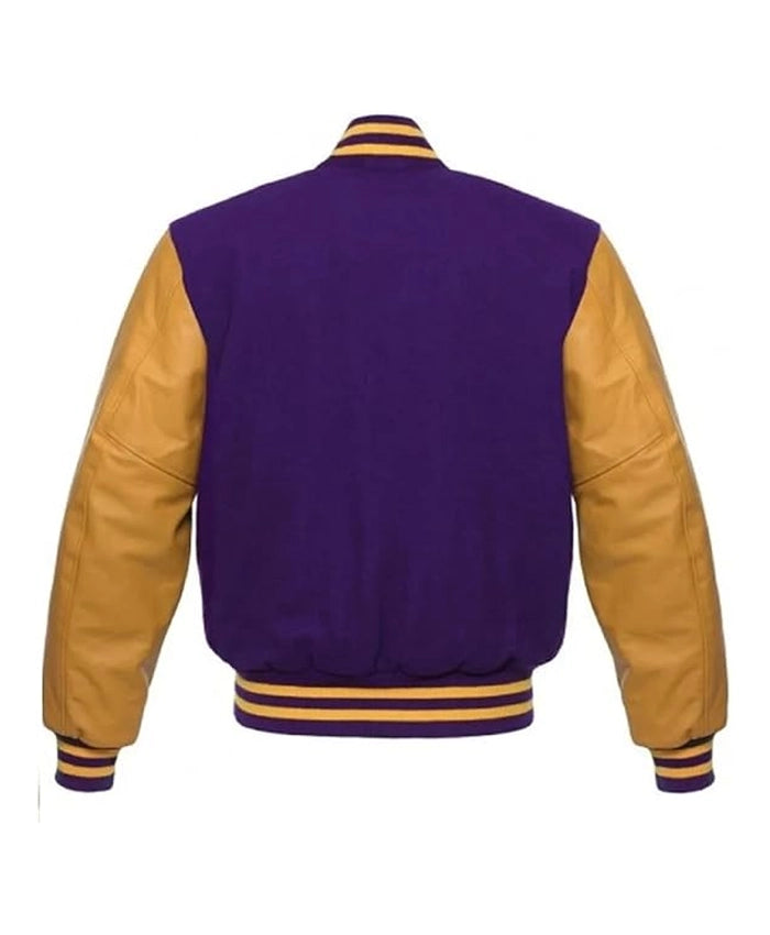 Unisex Purple And Gold Varsity Lettermen Jacket  - Recreated