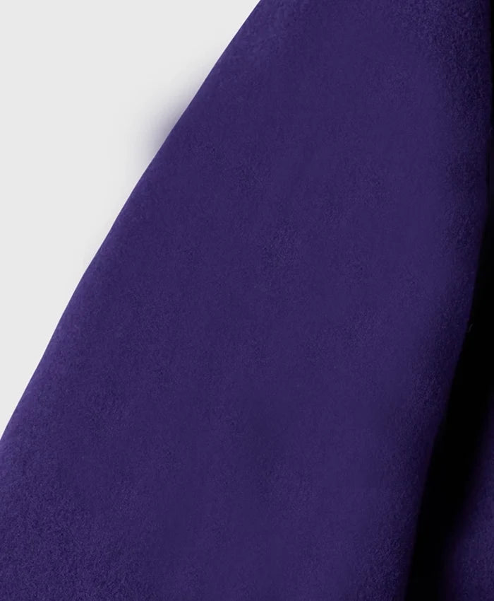 Unisex Purple Drop Down Collar Lettermen Varsity Jacket  - Recreated