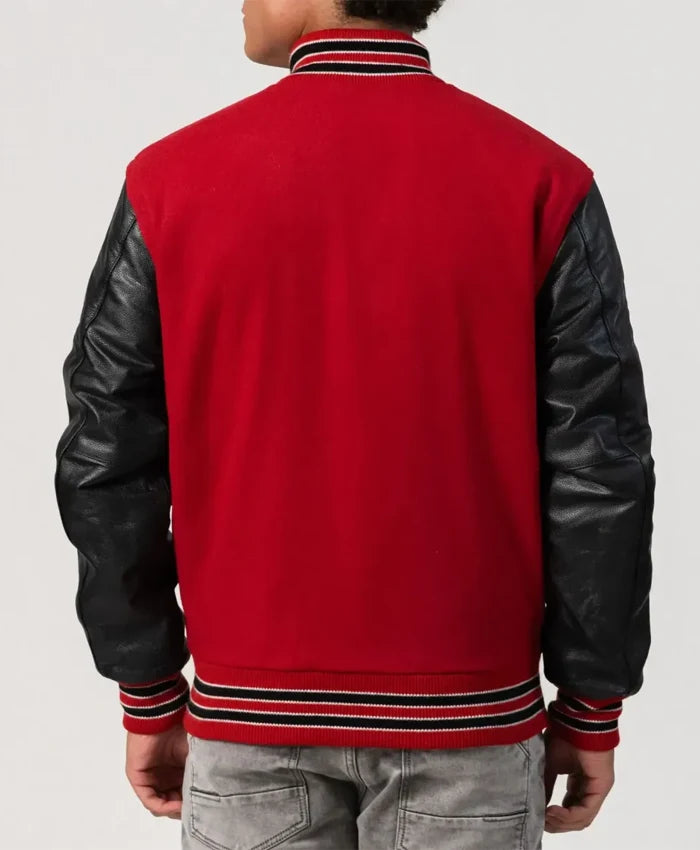Unisex Red And Black Varsity Jacket  - Recreated