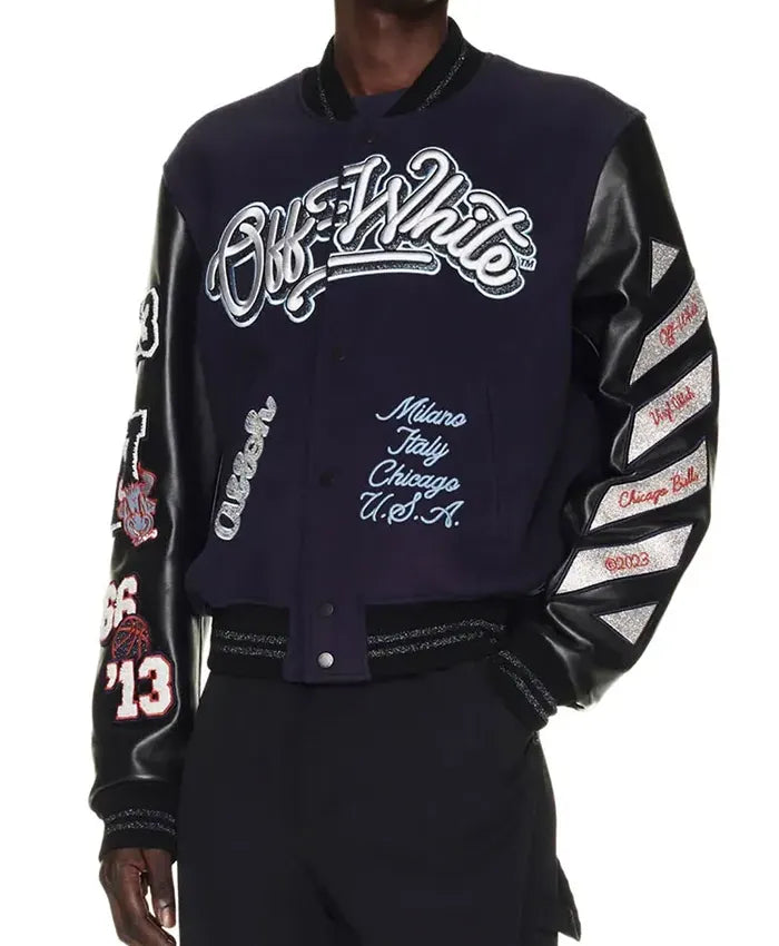 Chicago Bulls x Off-White Varsity Jacket  - Recreated