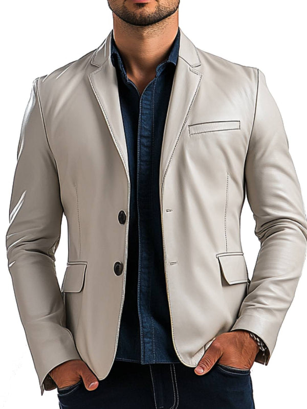 William White Leather Blazer – Men’s White Leather Blazer