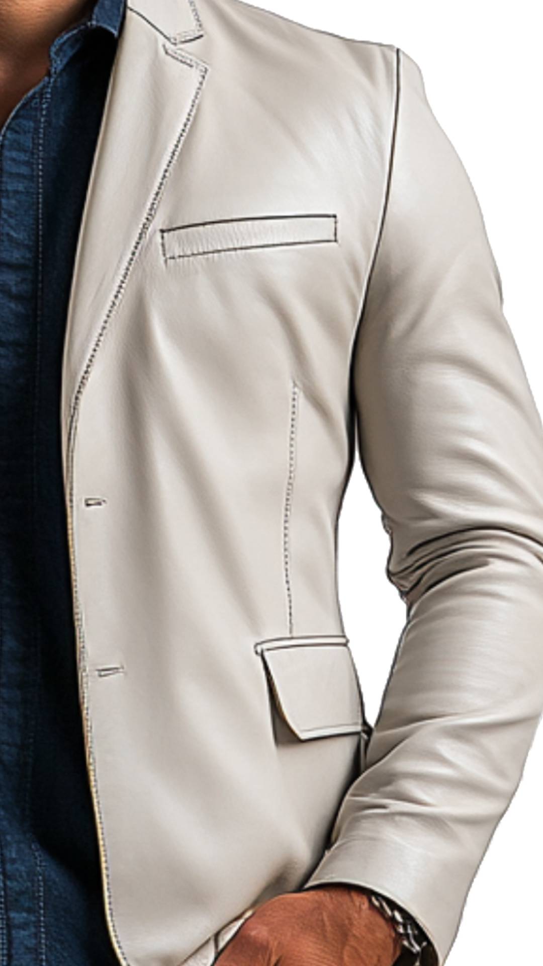 William White Leather Blazer – Men’s White Leather Blazer