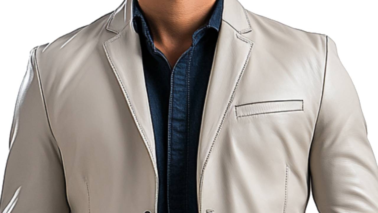 William White Leather Blazer – Men’s White Leather Blazer