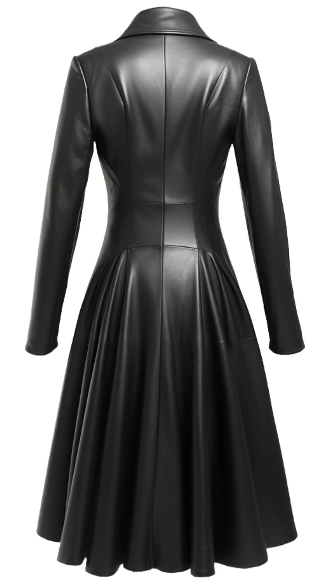 Women’s Black Leather Long Coat – Elegant Long Leather Outerwear