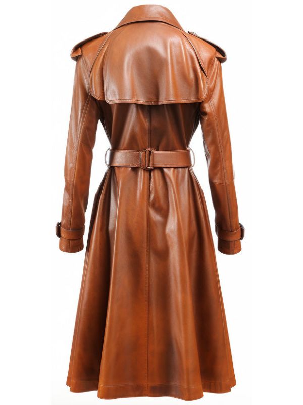 Women Brown Real Leather Coat