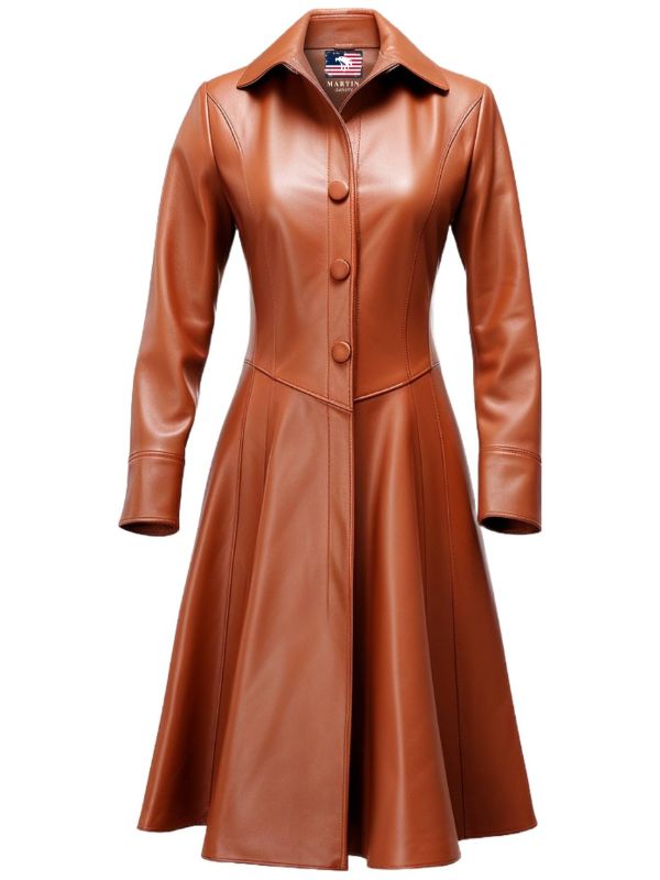 Women Brownish Tan Leather Coat - Women Brown Leather Coat