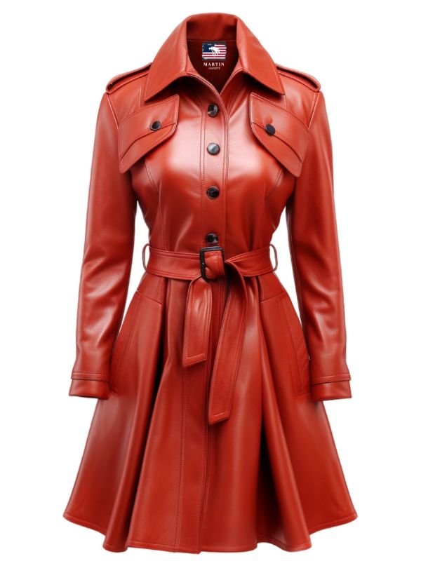 Women’s Red Leather Coat – Bold and Stylish Outerwear