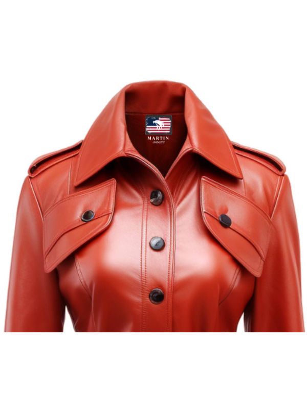 Women’s Red Leather Coat – Bold and Stylish Outerwear