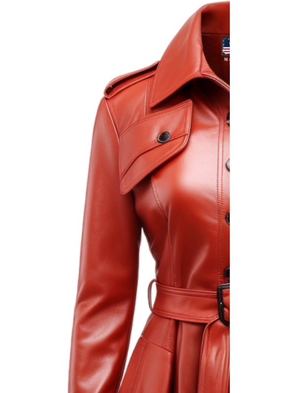 Women’s Red Leather Coat – Bold and Stylish Outerwear