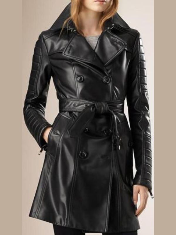 Women’s Sierra Black Leather Coat – Chic Biker Style