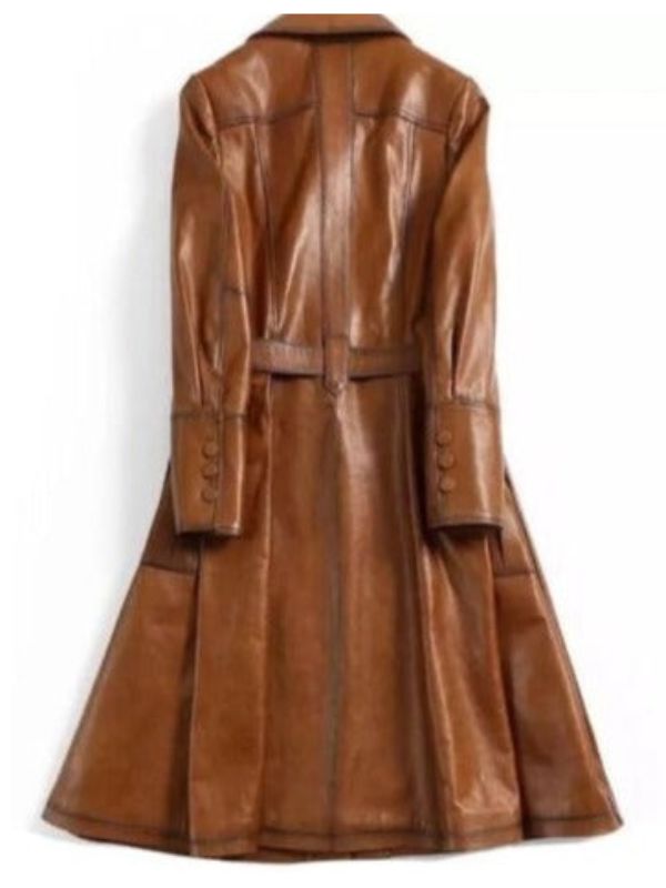 Women’s Stylish Italian Brown Waxed Leather Coat