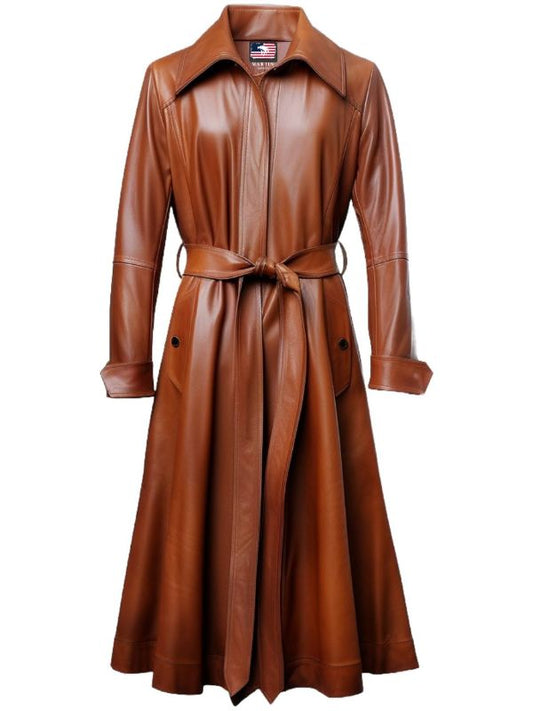 Women’s Tan Brown Leather Coat – Stylish and Sophisticated