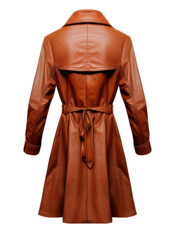 Women Tan Brown Vintage Leather Coat