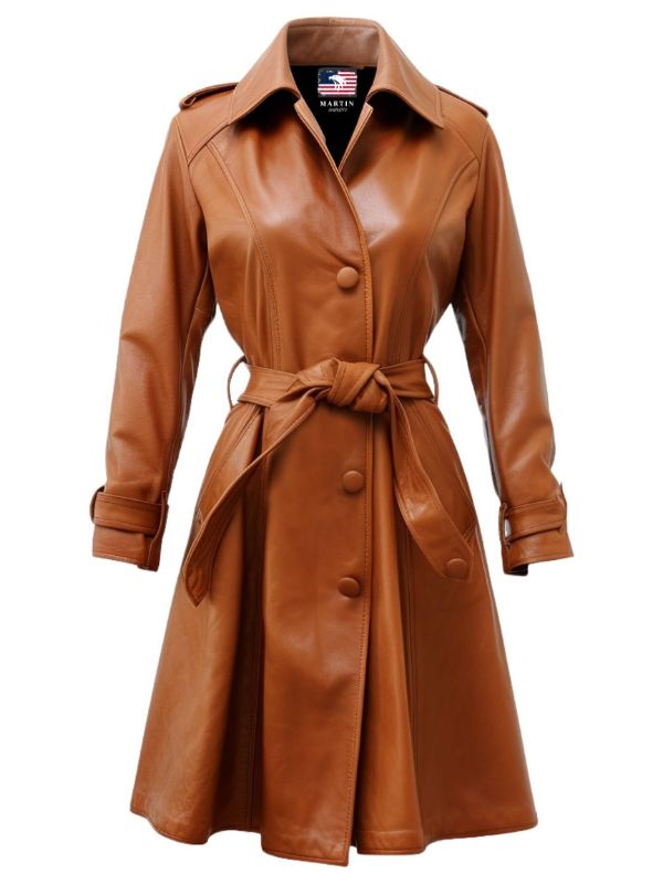 Women’s Tan Leather Coat – Elegant and Stylish Outerwear