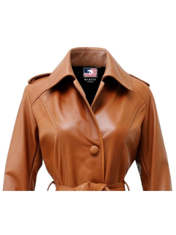 Women’s Tan Leather Coat – Elegant and Stylish Outerwear