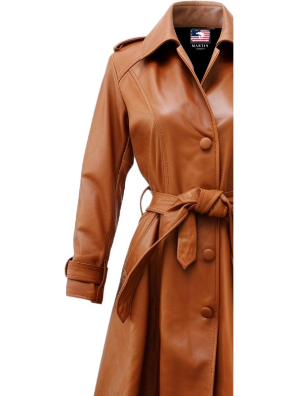 Women’s Tan Leather Coat – Elegant and Stylish Outerwear