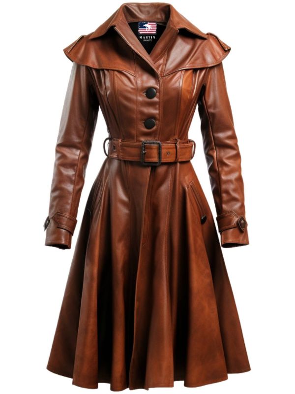 Women’s Vintage Brown Distressed Leather Coat – Classic Timeless Style