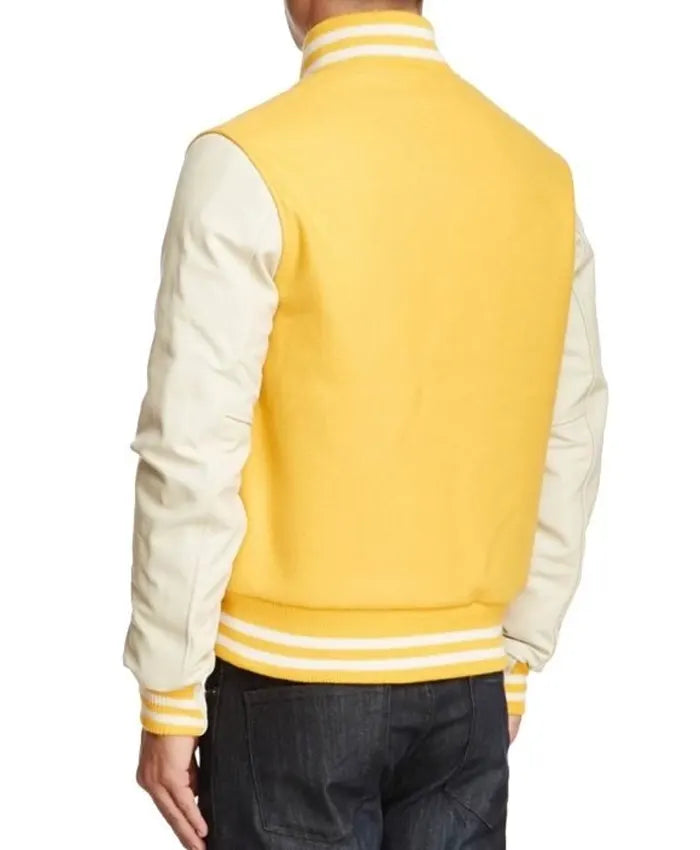 Yellow And White Varsity Jacket  - Recreated
