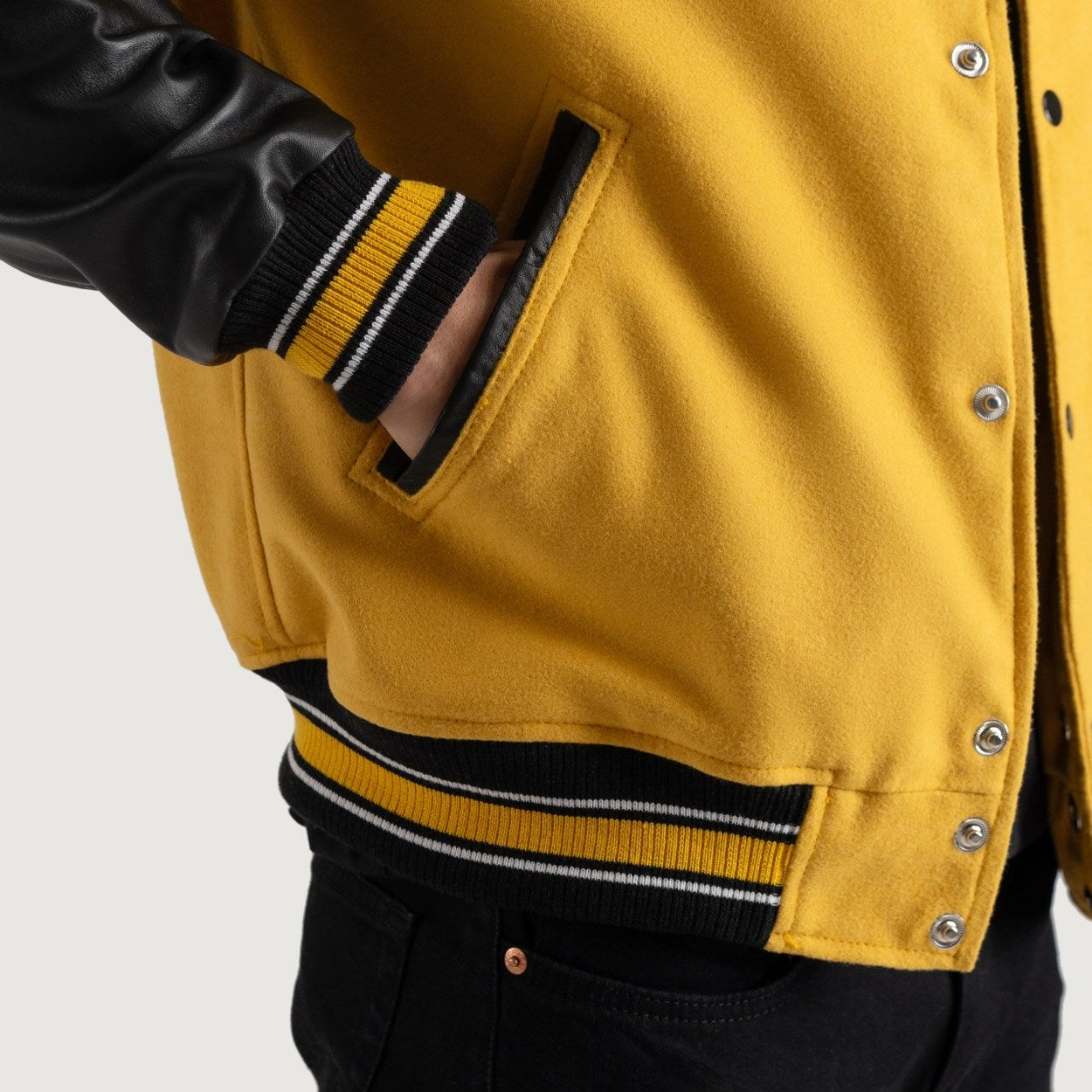 Yellow and Black Varsity Letterman Jacket