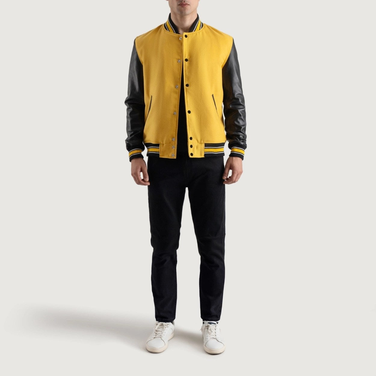 Yellow and Black Varsity Letterman Jacket