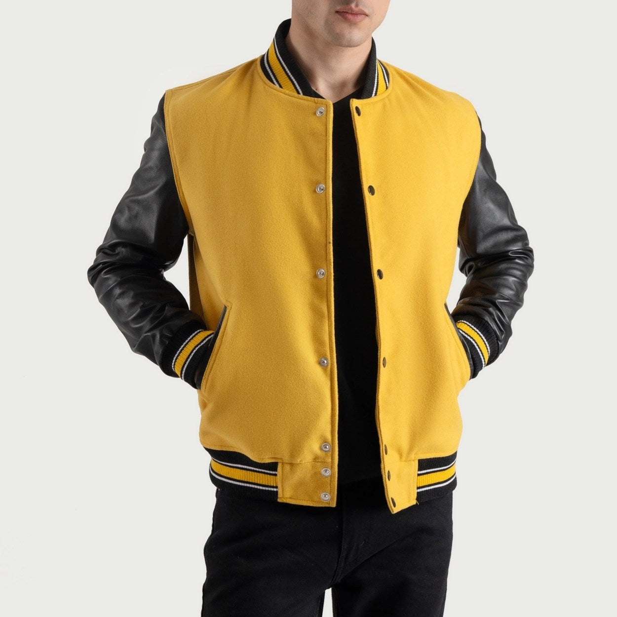 Yellow and Black Varsity Letterman Jacket