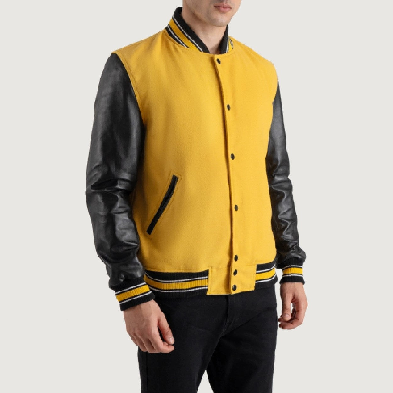 Yellow and Black Varsity Letterman Jacket