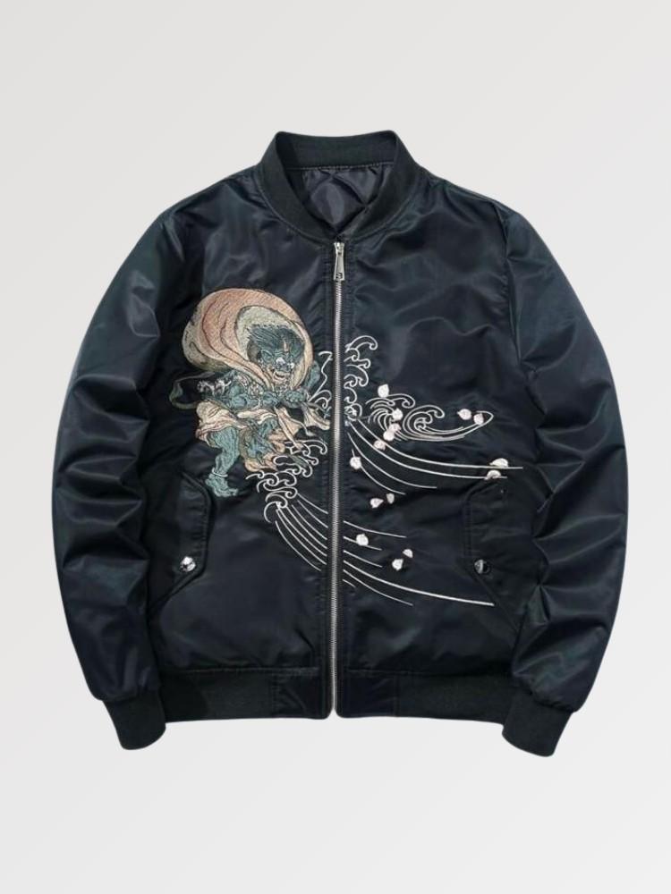 Black Japanese Bomber 'Nagasaki' - Sublimation Jacket ( Recreated Edition )