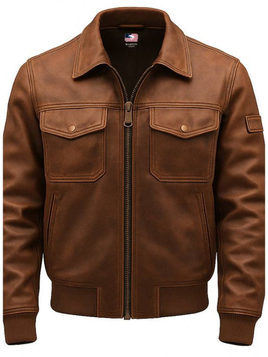Bobby Leather Brown Jacket - Men Leather Jacket Brown