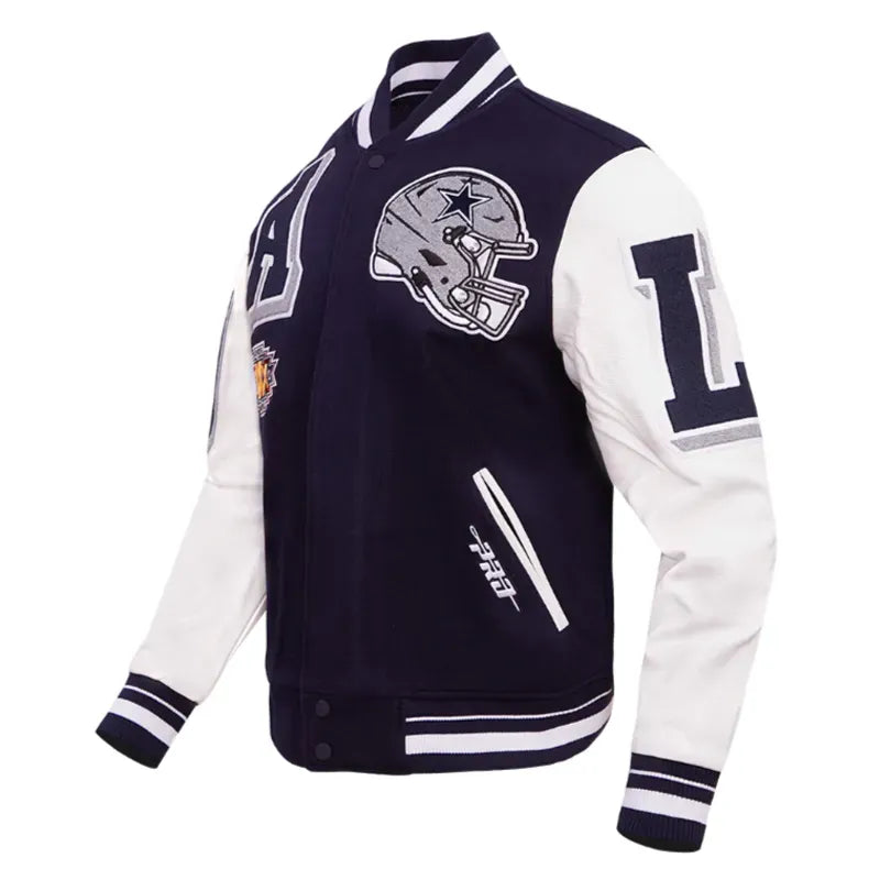 Dallas Cowboys Mashup Rib Varsity Wool/Leather Jacket