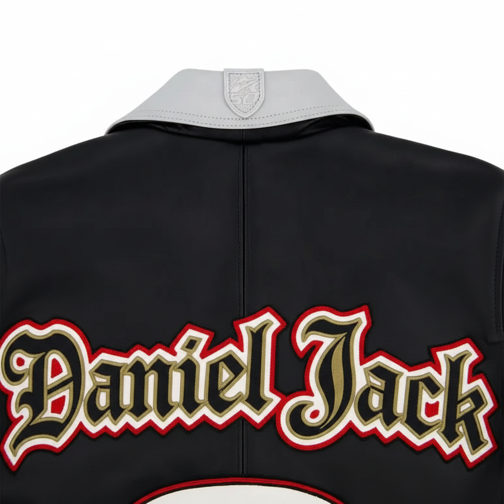 Daniel Jack Black Leather Jacket - Collar Detail