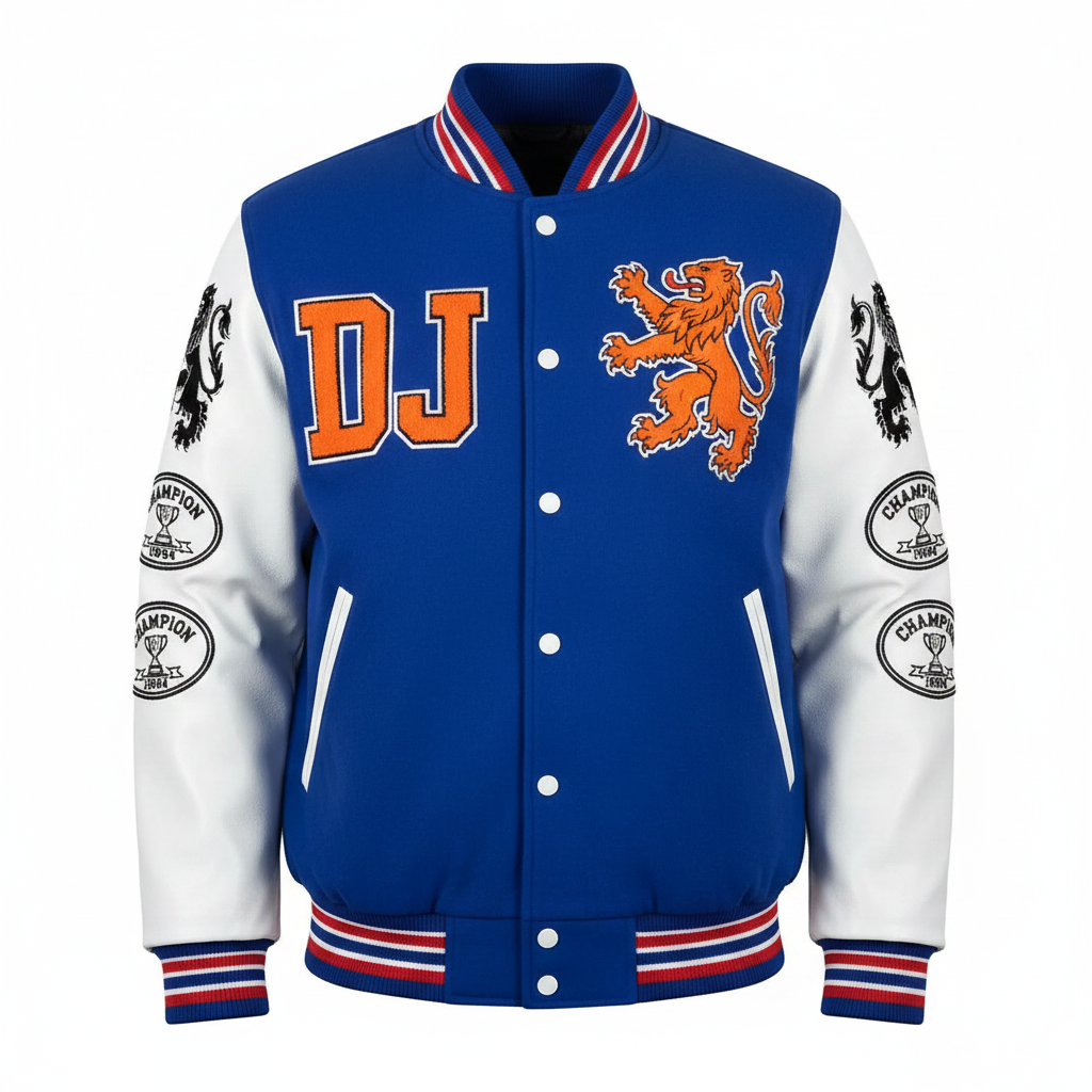 Daniel Jack Blue Varsity - Full with Black Sleeve Patches